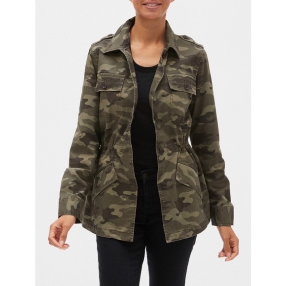 Banana Republic Oversized Camo Military Army Jacket Small - Picture 1 of 15